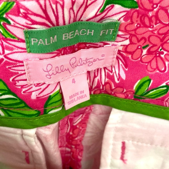 Lilly Pulitzer Pink Floral Print Palm Beach Fit Cropped Pants, Sz 4 - Picture 8 of 9